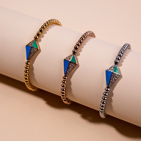 Cerf-volant | Or rose 18 carats | Émail | Bracelet à breloques en cristal